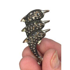 Vintage Triple Dolphin Brooch With Rhinestones